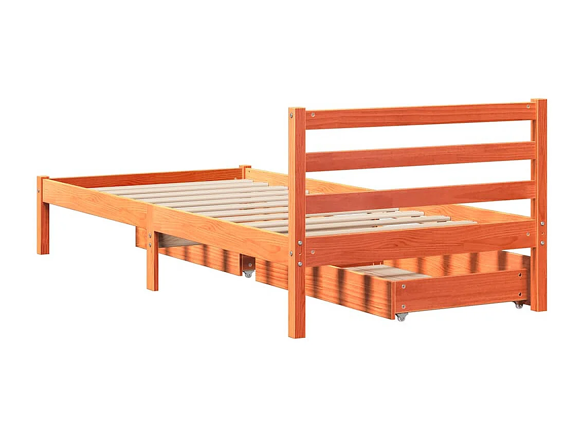 Cadre de lit sans matelas cire marron 100x200cm bois pin massif