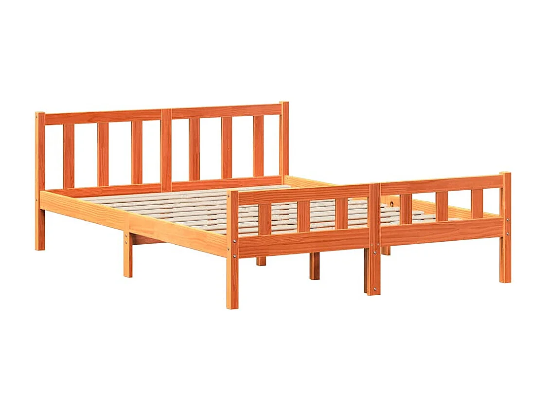 Bedframe zonder matras massief grenenhout wasbruin 150x200 cm
