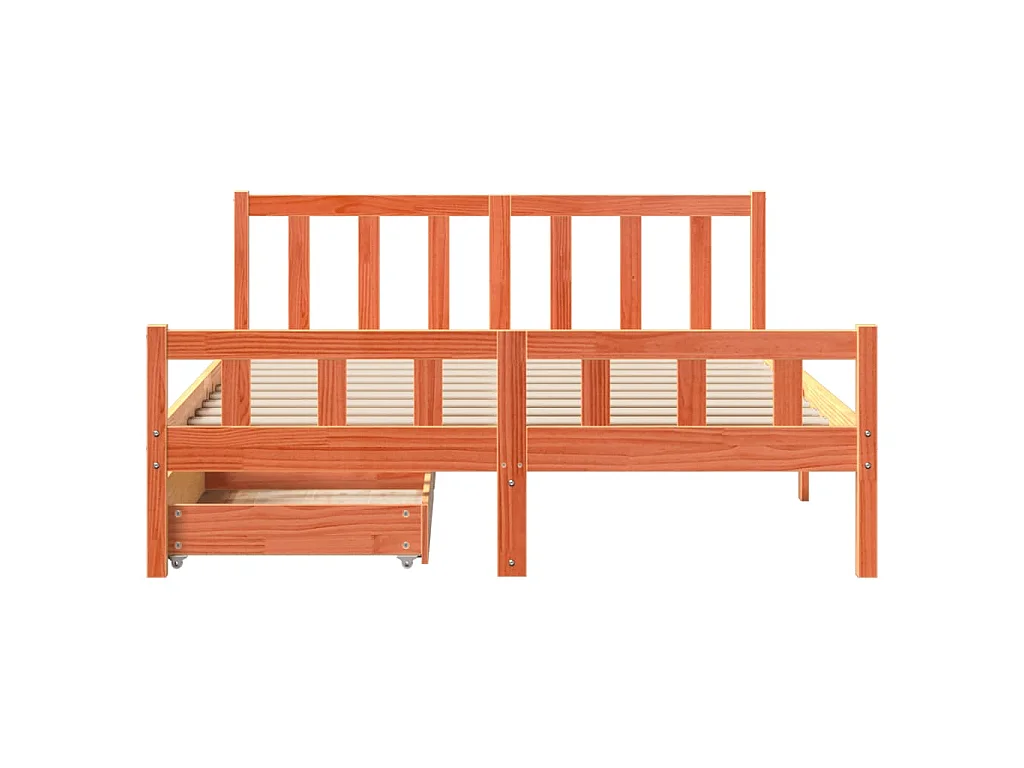 Cadre de lit sans matelas cire marron 150x200cm bois pin massif