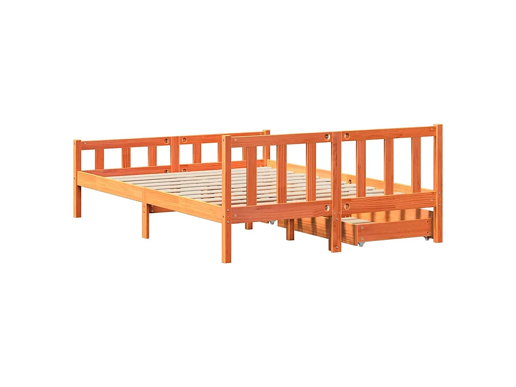 Cadre de lit sans matelas cire marron 150x200cm bois pin massif