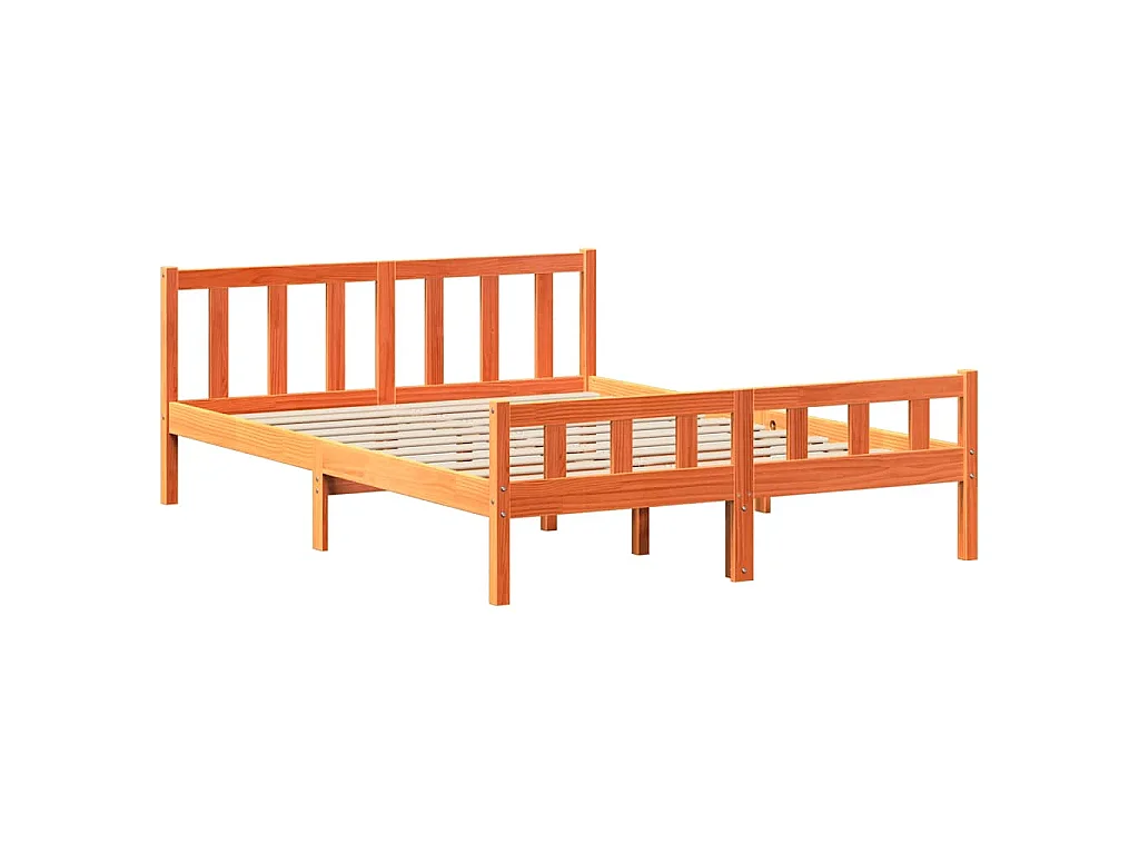 Cadre de lit sans matelas cire marron 150x200cm bois pin massif