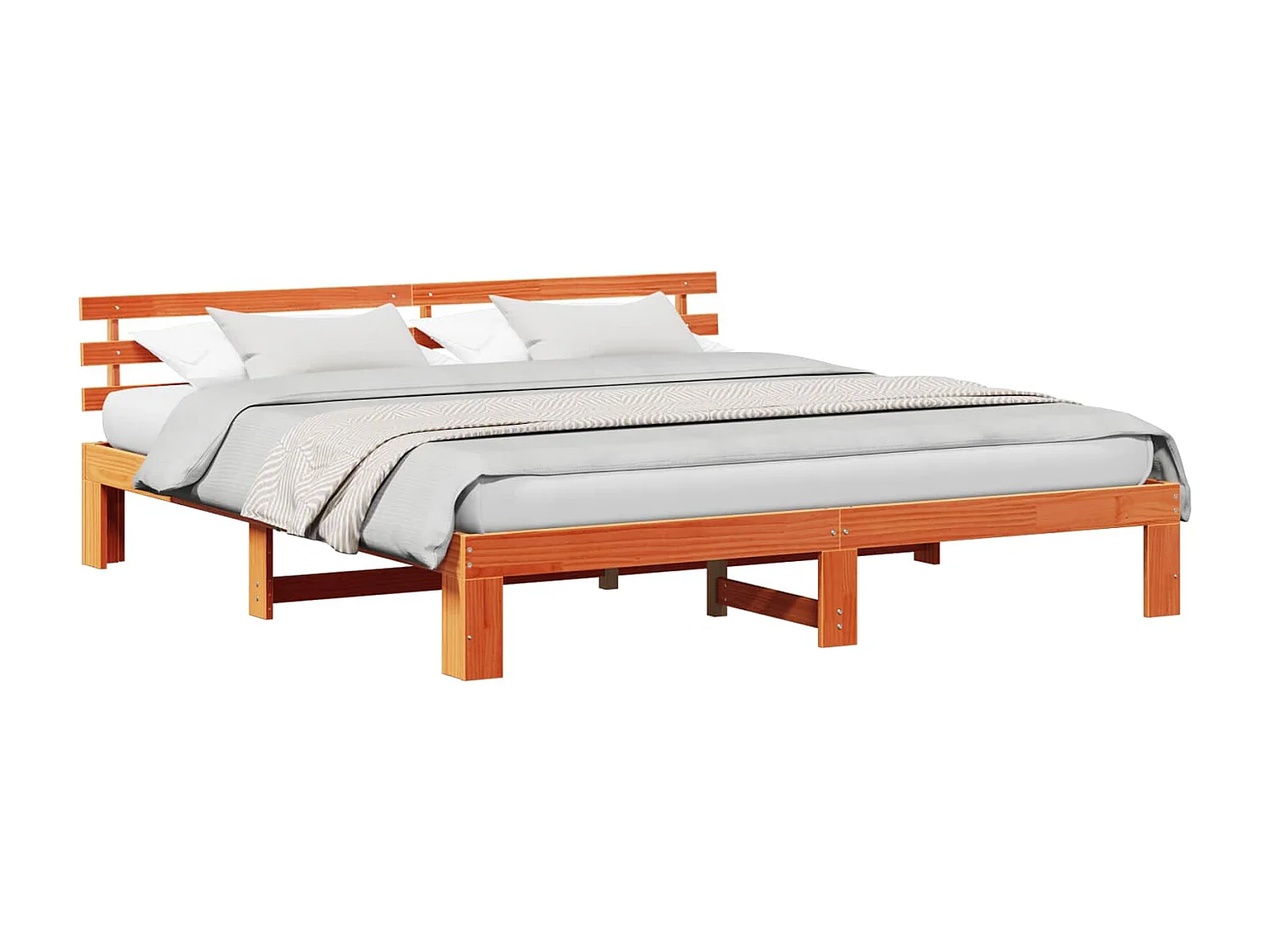 Estructura de cama con cabecera Marrón cera 180 x 200 cm