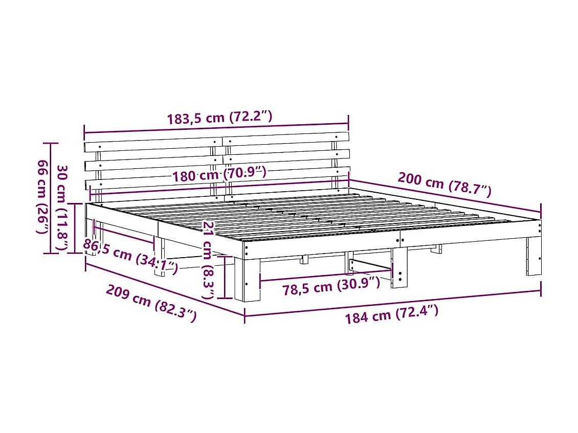 Estructura de cama con cabecera Marrón cera 180 x 200 cm