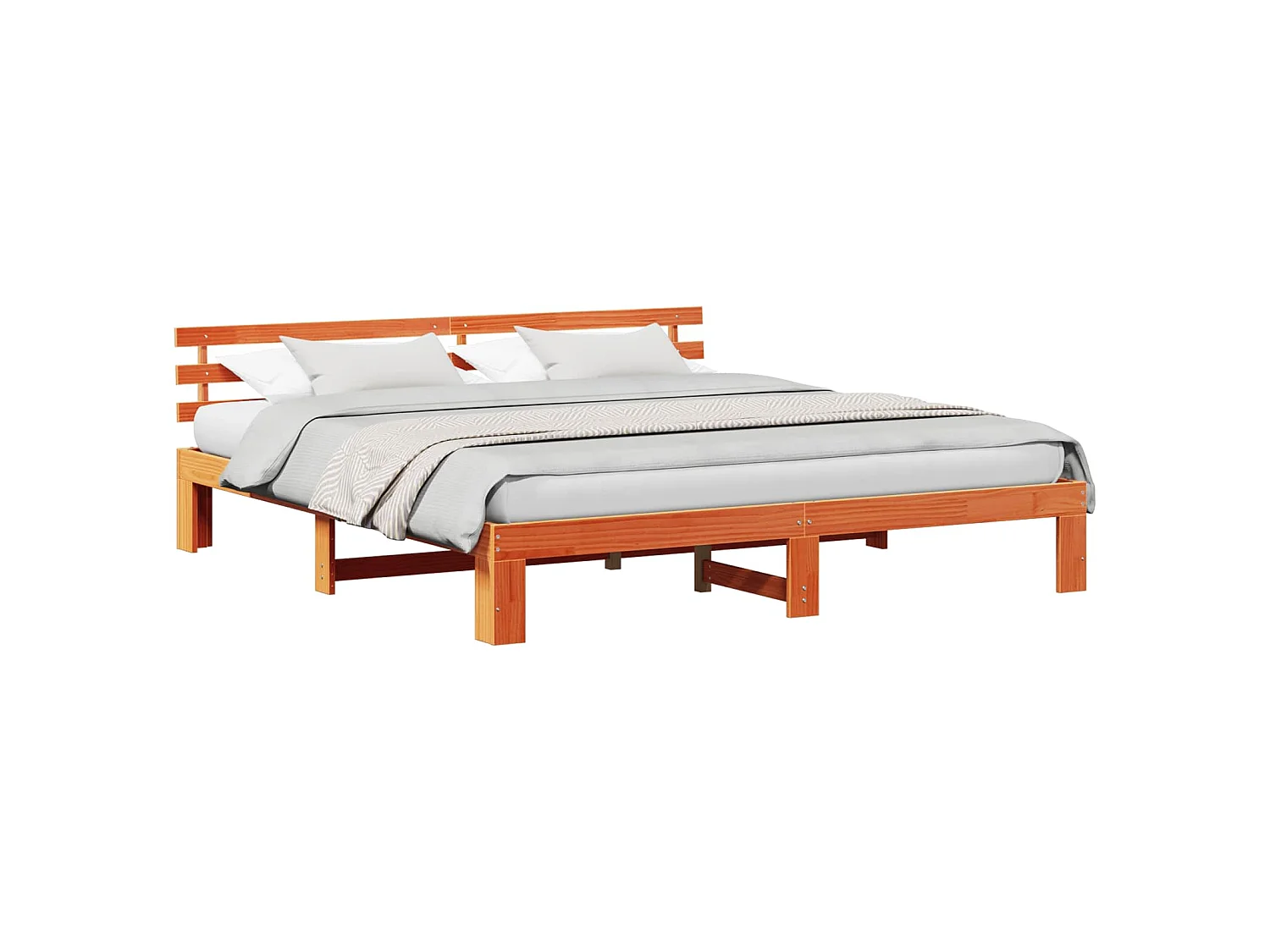 Estructura de cama con cabecera Marrón cera 180 x 200 cm