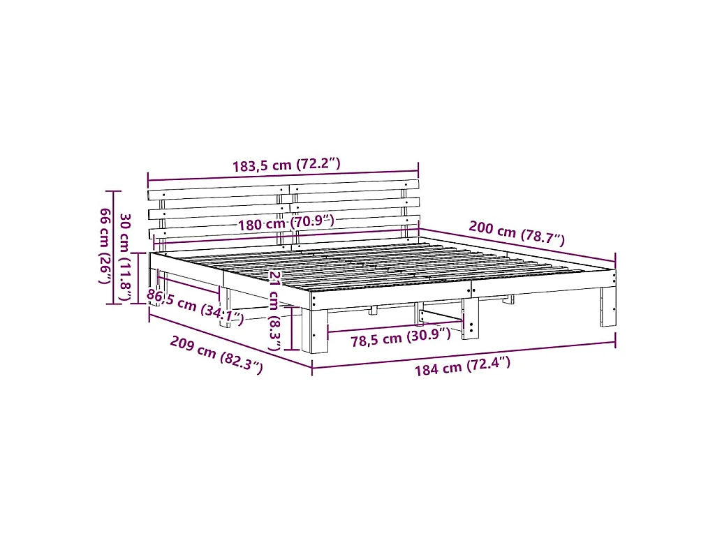 Estructura de cama con cabecera Marrón cera 180 x 200 cm