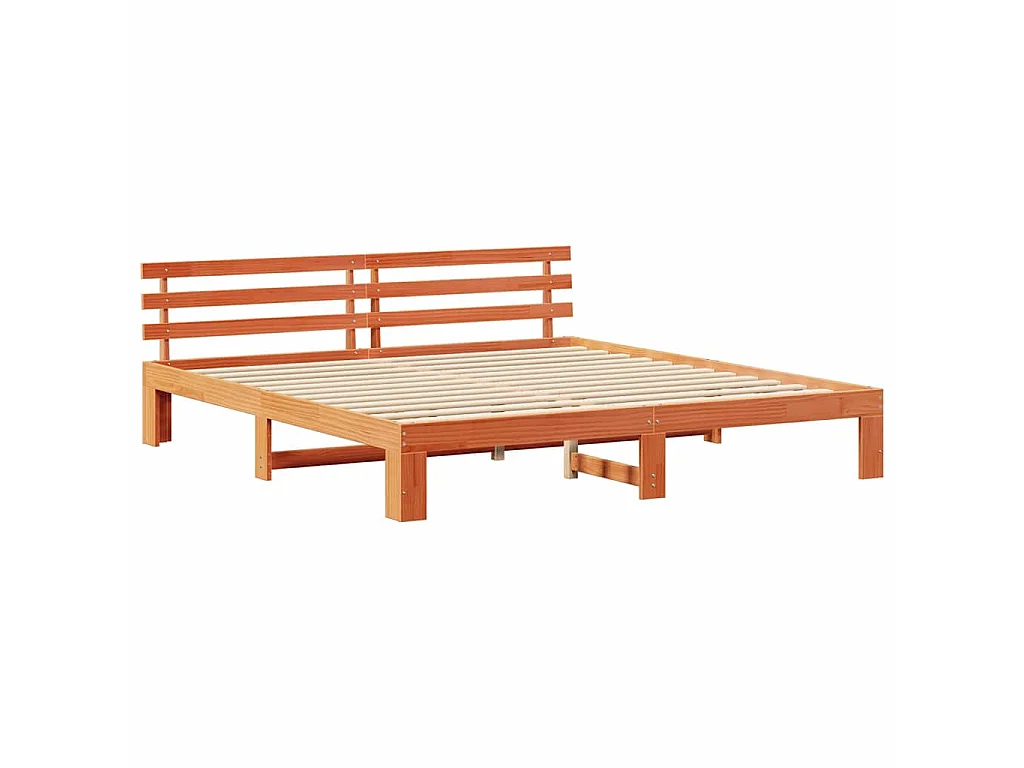 Estructura de cama con cabecera Marrón cera 180 x 200 cm
