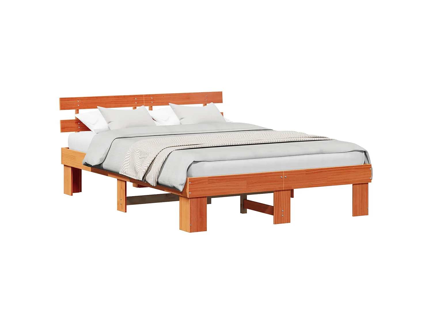Estructura de cama con cabecera Marrón cera 140 x 200 cm