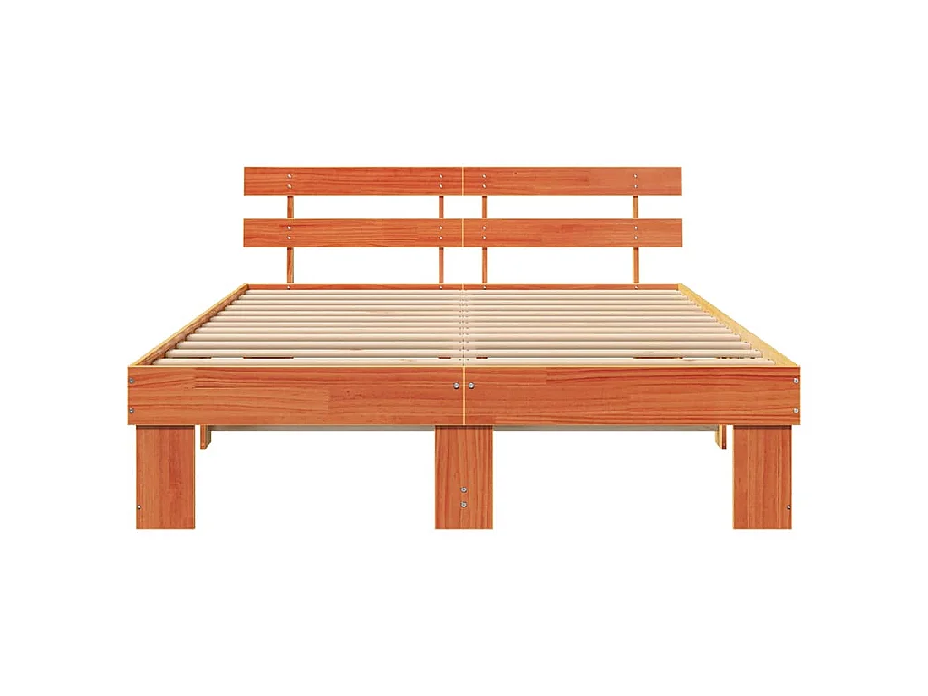Estructura de cama con cabecera Marrón cera 140 x 200 cm