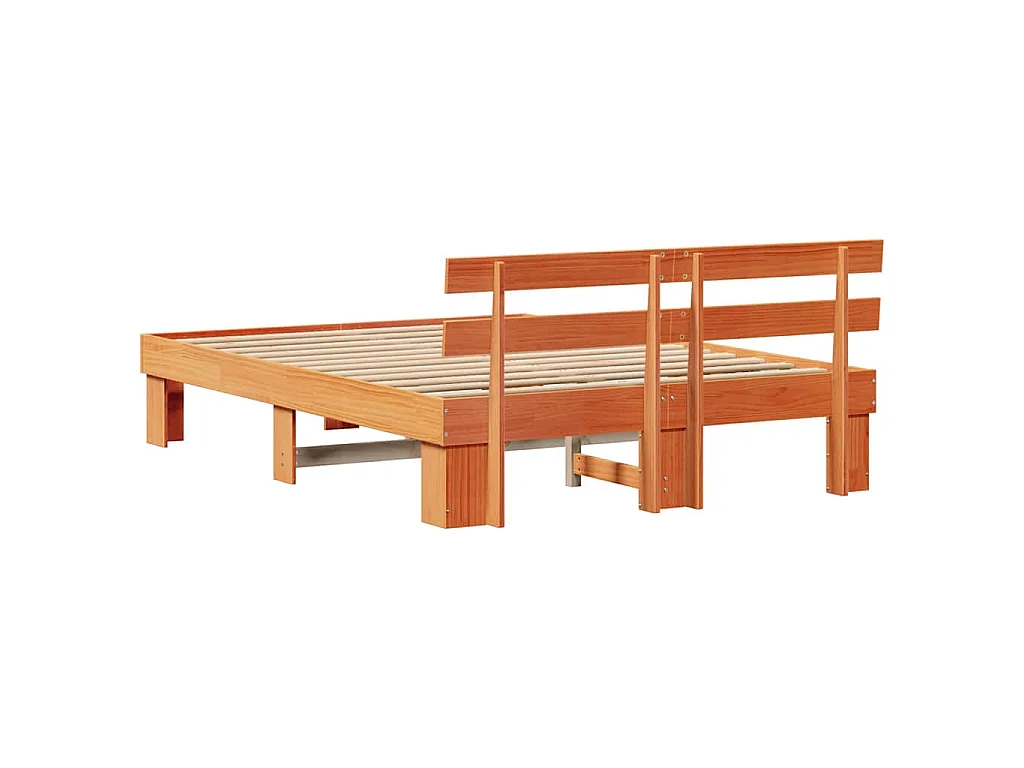 Estructura de cama con cabecera Marrón cera 140 x 200 cm