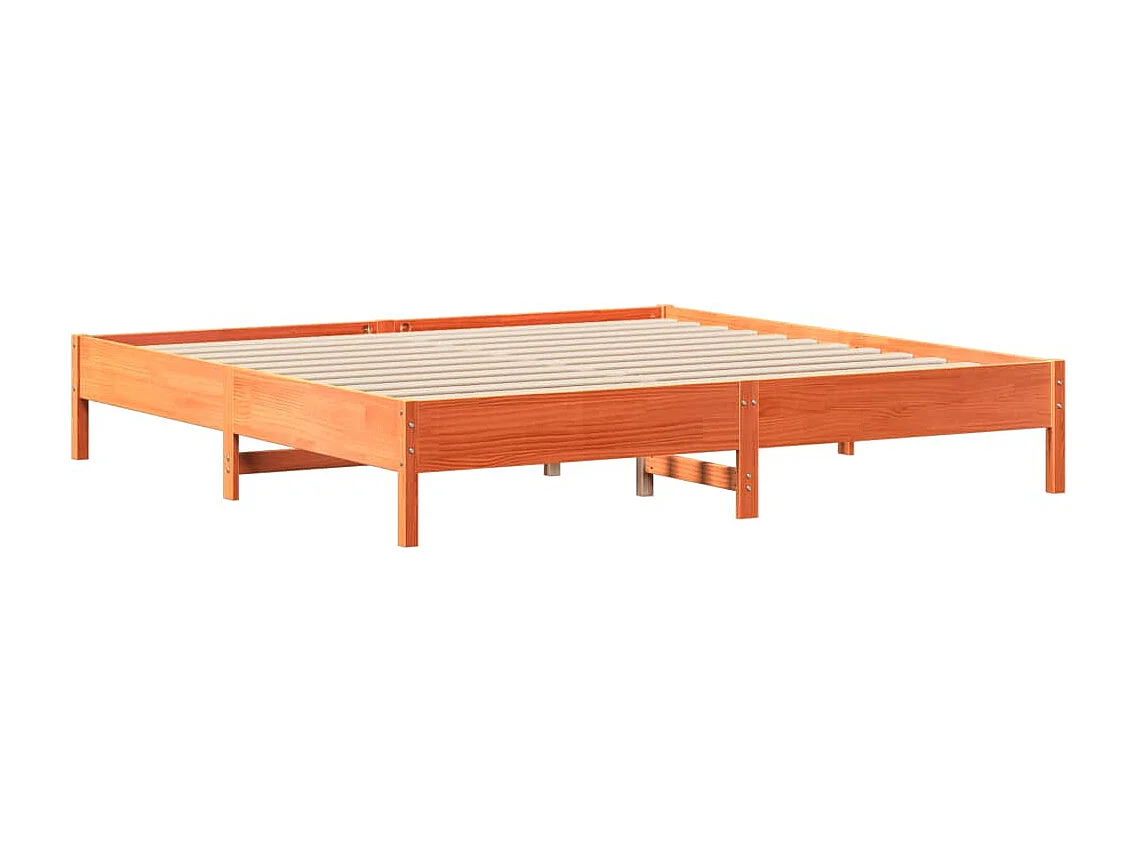 Cadre de lit sans matelas cire marron 180x200cm bois pin massif