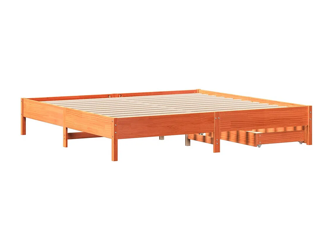 Cadre de lit sans matelas cire marron 180x200cm bois pin massif
