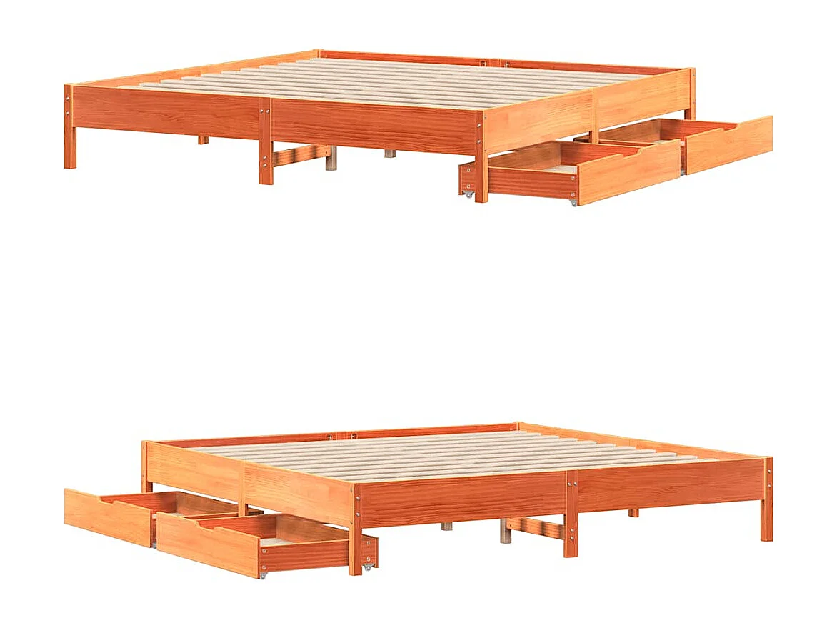 Cadre de lit sans matelas cire marron 180x200cm bois pin massif