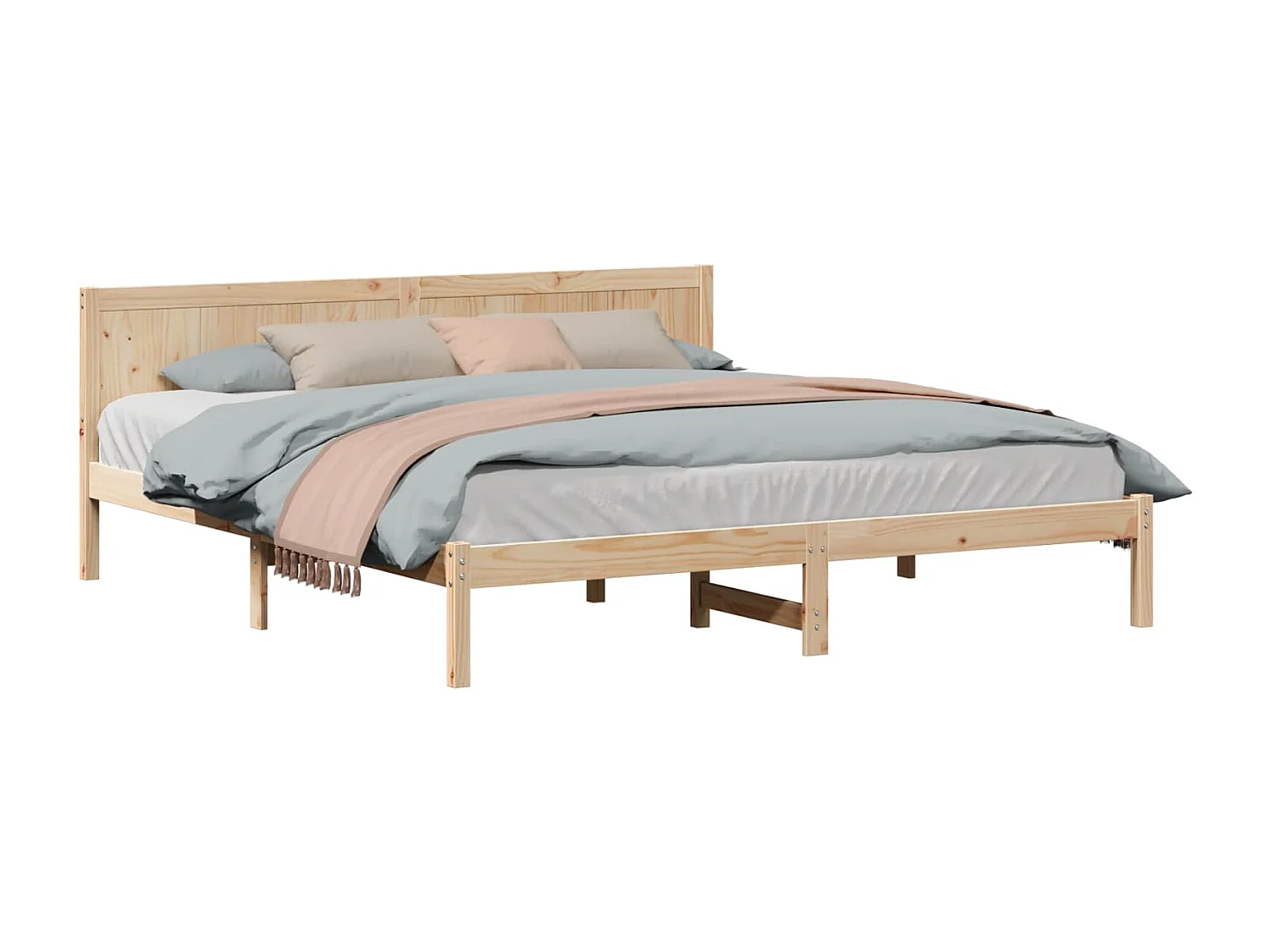 Estructura de cama Marrón 200 x 200 cm Madera maciza de Pino