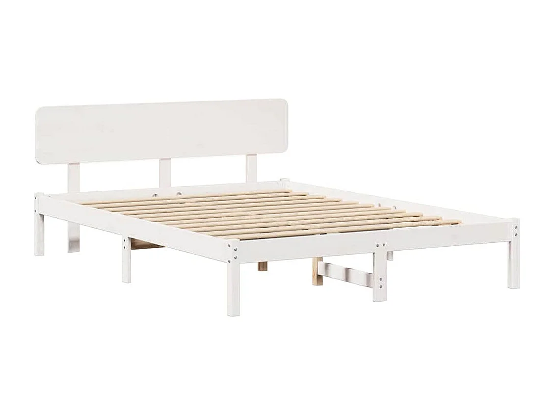 Bedframe met hoofdeinde Wit 200 x 200 cm Massief grenenhout