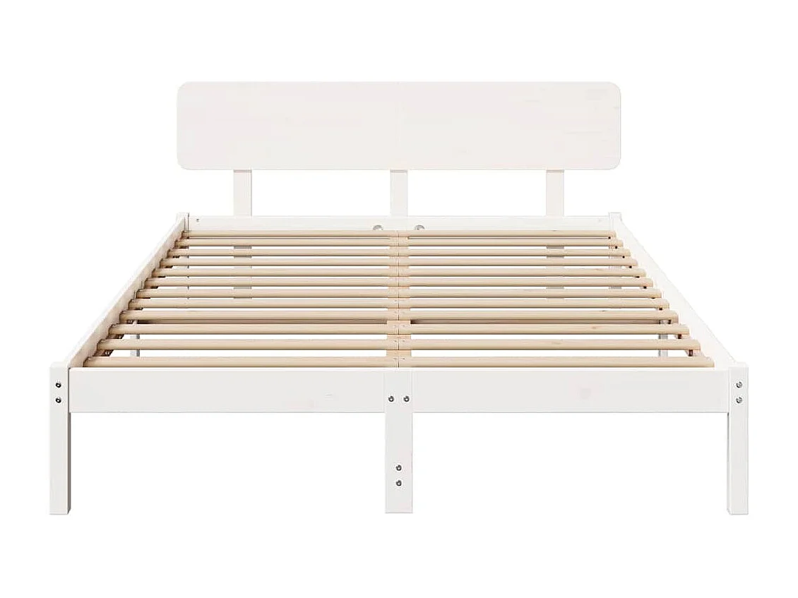 Bedframe met hoofdeinde Wit 200 x 200 cm Massief grenenhout