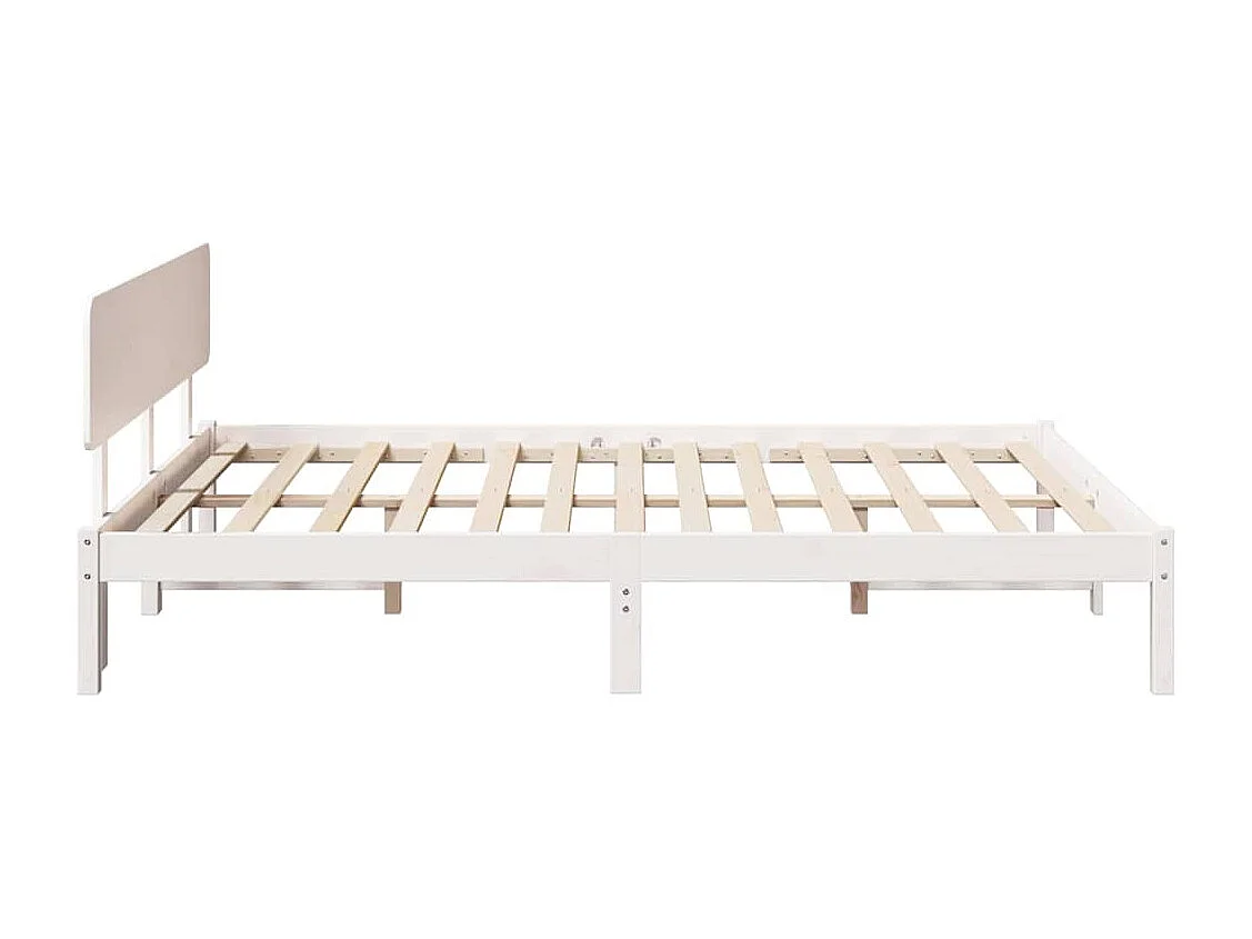 Bedframe met hoofdeinde Wit 200 x 200 cm Massief grenenhout