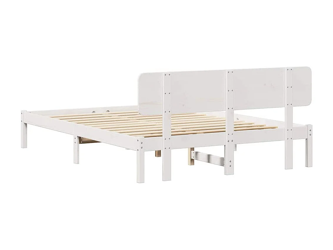 Bedframe met hoofdeinde Wit 200 x 200 cm Massief grenenhout