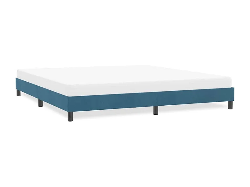 Cadre de lit sans matelas bleu foncé 180x220 cm velours