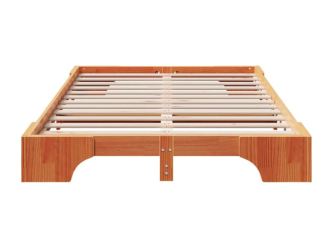 Cadre de lit Brun cire 135 x 190 cm Pin massif