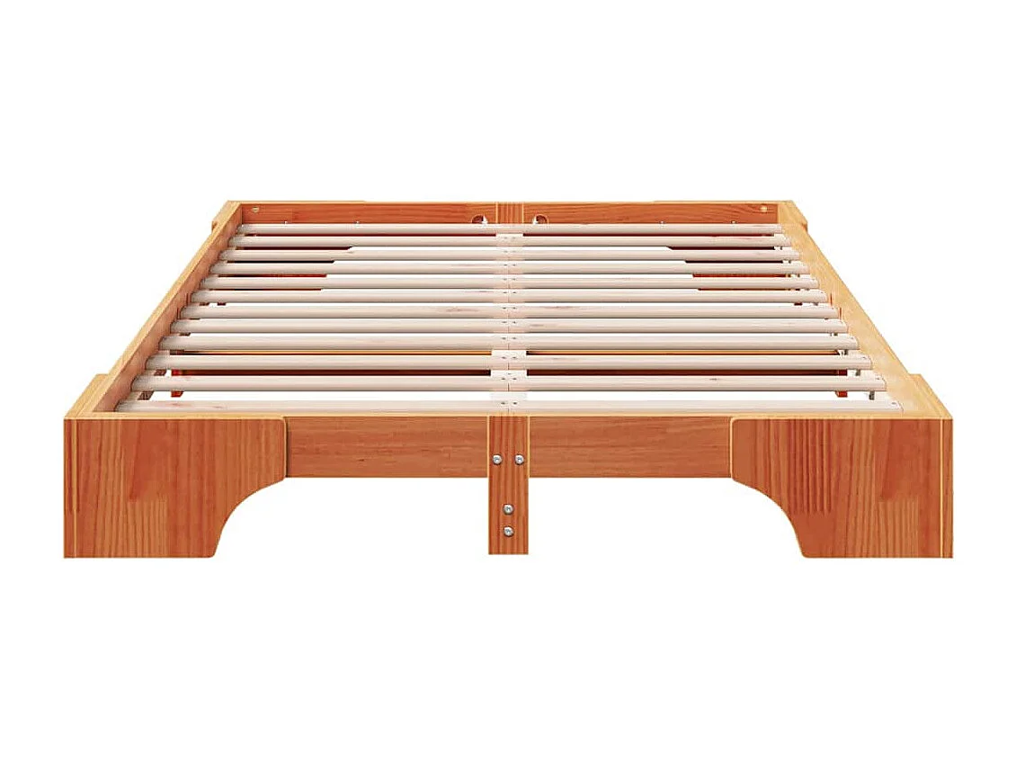 Cadre de lit Brun cire 135 x 190 cm Pin massif