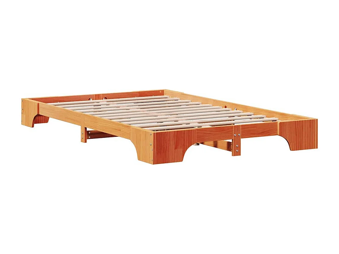 Cadre de lit Brun cire 135 x 190 cm Pin massif