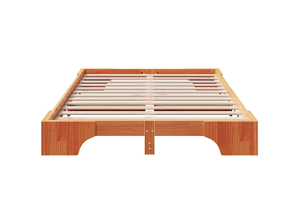 Bettrahmen Wachsbraun 135 x 190 cm Massives Kiefernholz