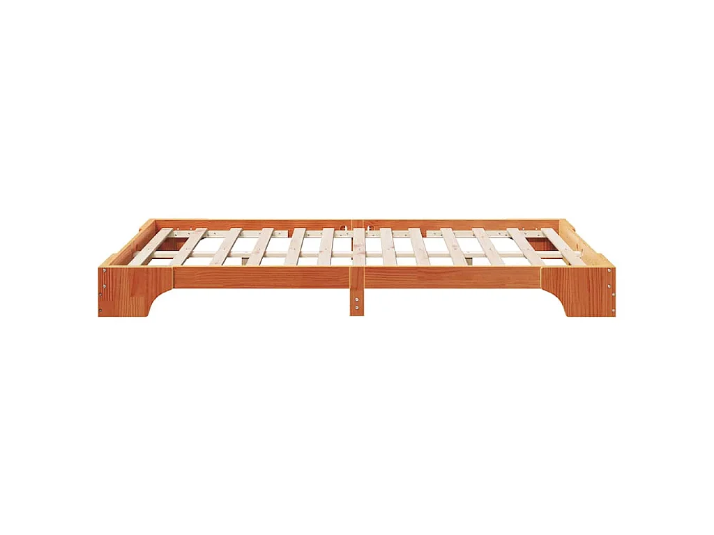 Bettrahmen Wachsbraun 135 x 190 cm Massives Kiefernholz