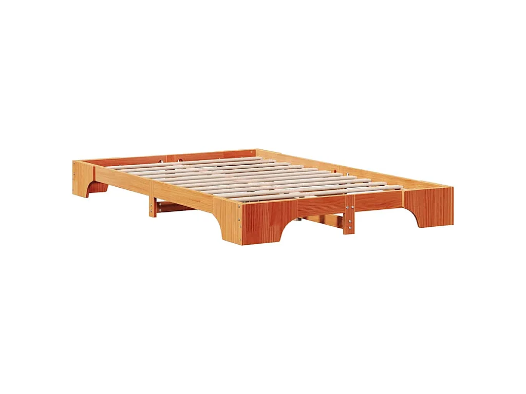 Bettrahmen Wachsbraun 135 x 190 cm Massives Kiefernholz