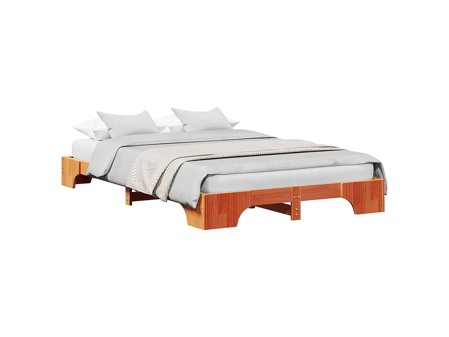 Bettrahmen Wachsbraun 135 x 190 cm Massives Kiefernholz