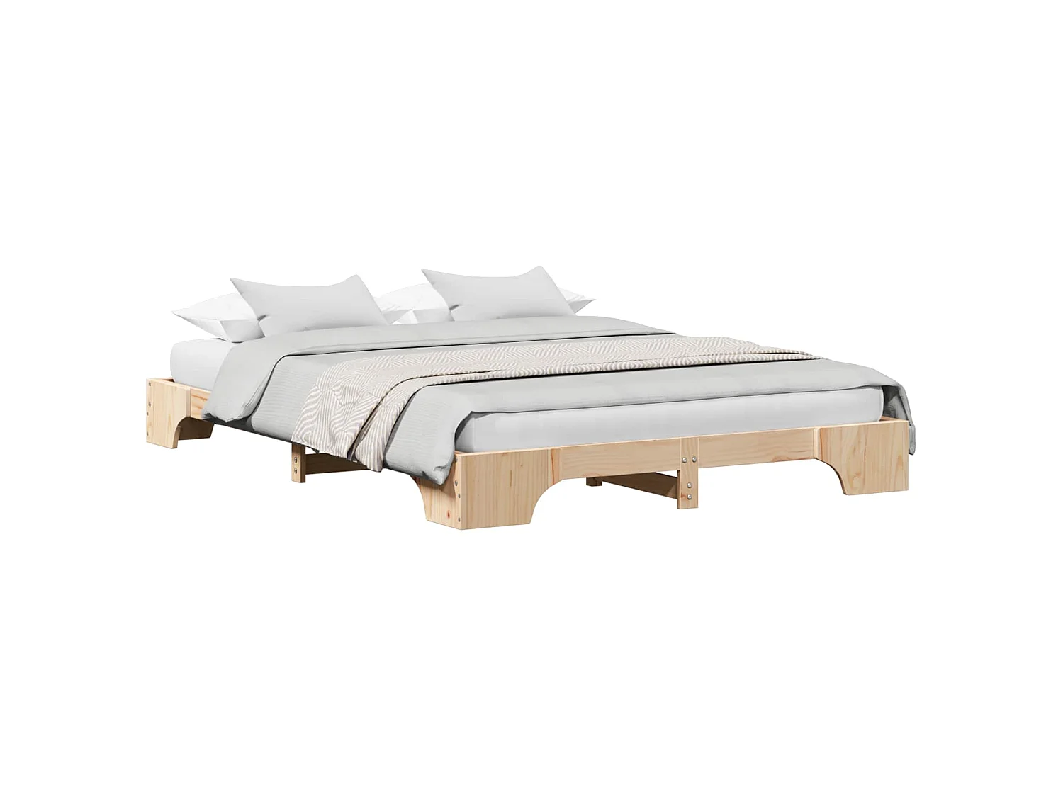 Cadre de lit Naturel 160 x 200 cm Pin massif