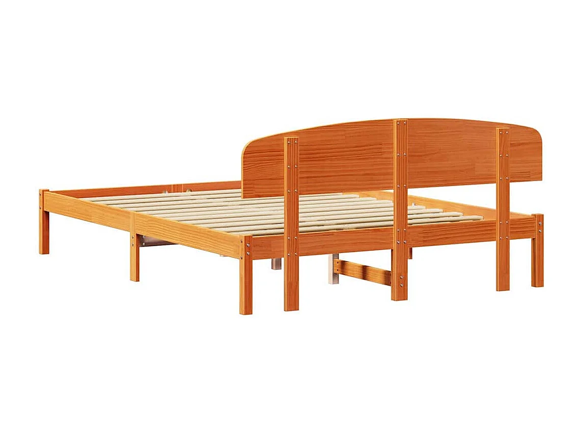 Cadre de lit avec tête de lit Brun cire 140 x 200 cm Pin massif