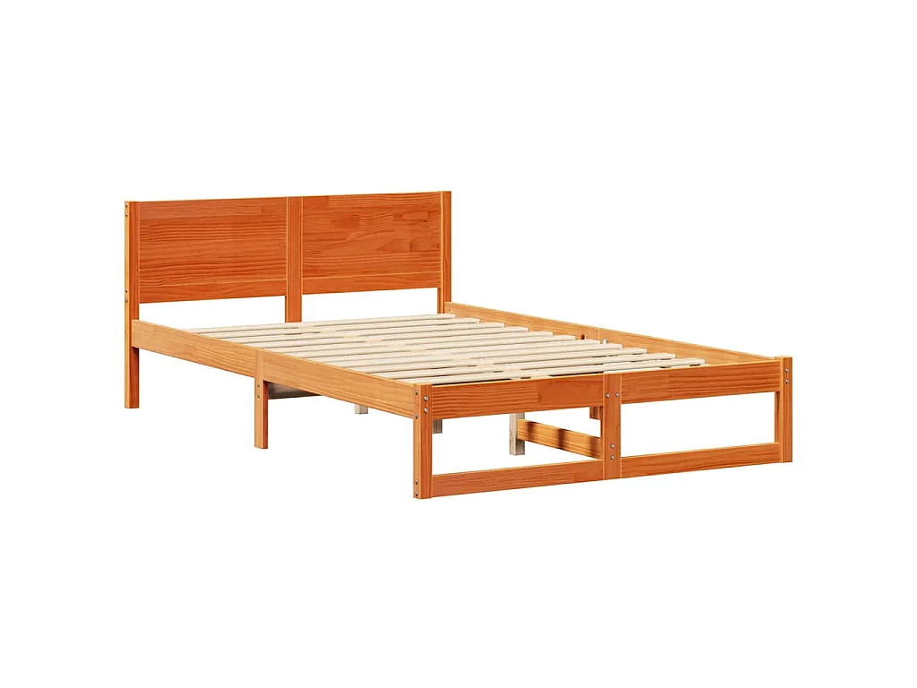 Bettrahmen Wachsbraun 135 x 190 cm Massives Kiefernholz