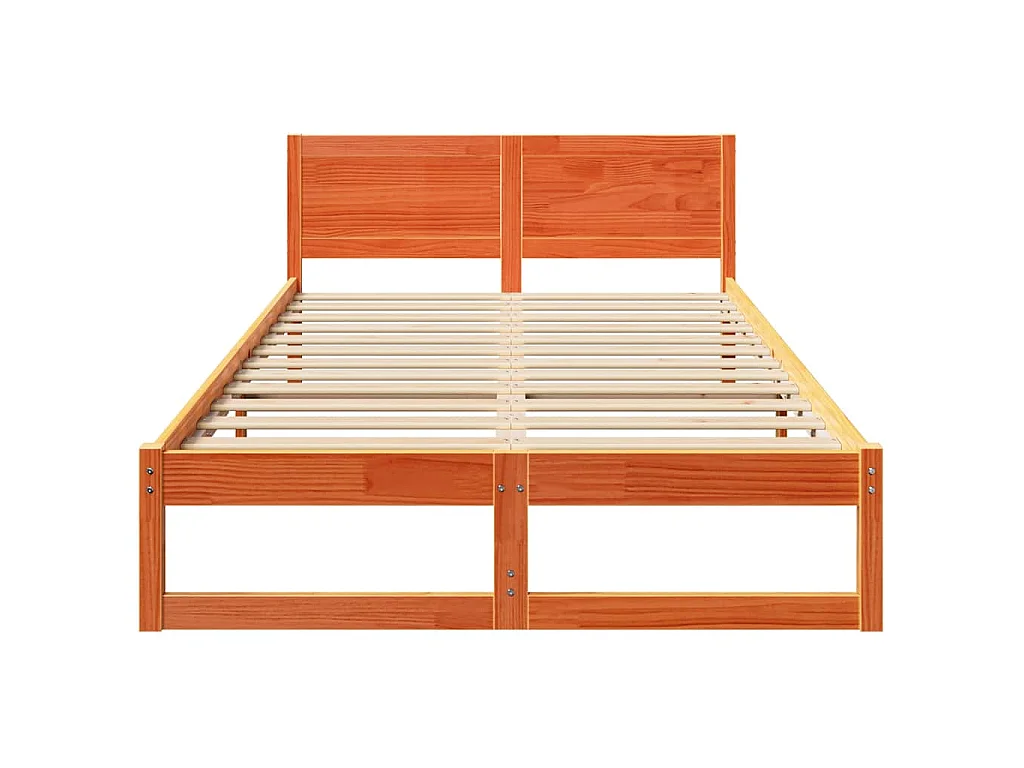 Bettrahmen Wachsbraun 135 x 190 cm Massives Kiefernholz