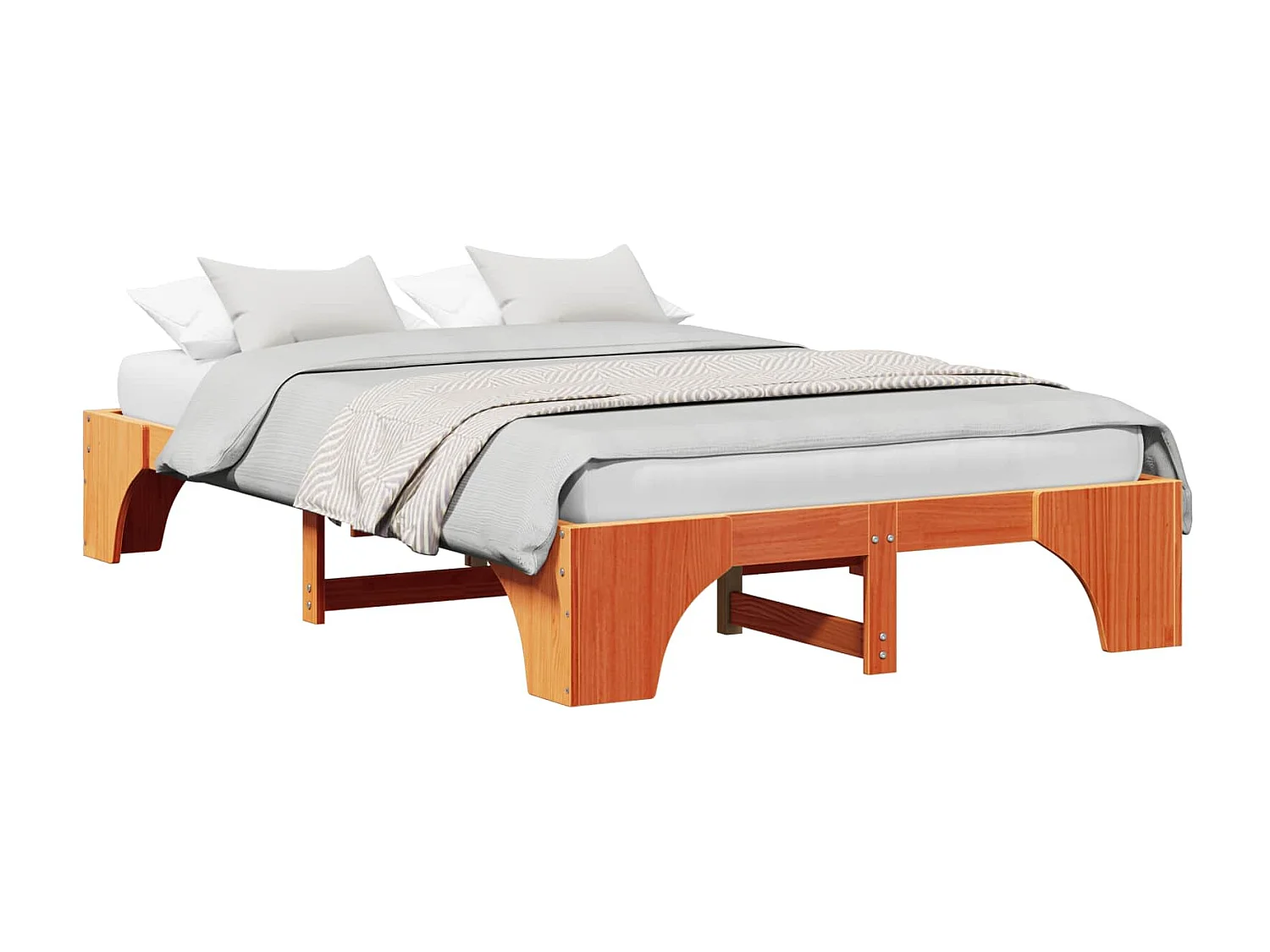 Cadre de lit Brun cire 135 x 190 cm Pin massif