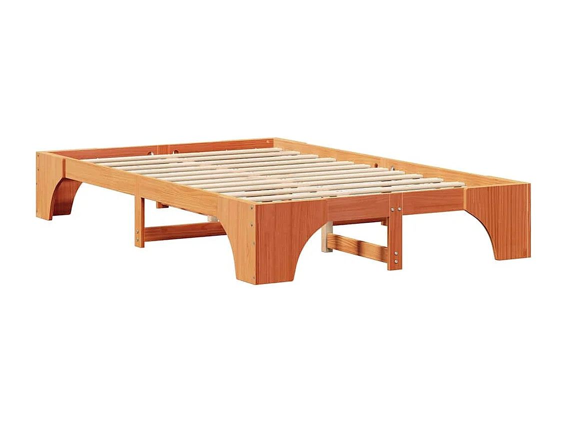 Cadre de lit Brun cire 135 x 190 cm Pin massif