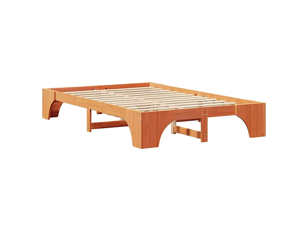 Cadre de lit Brun cire 135 x 190 cm Pin massif
