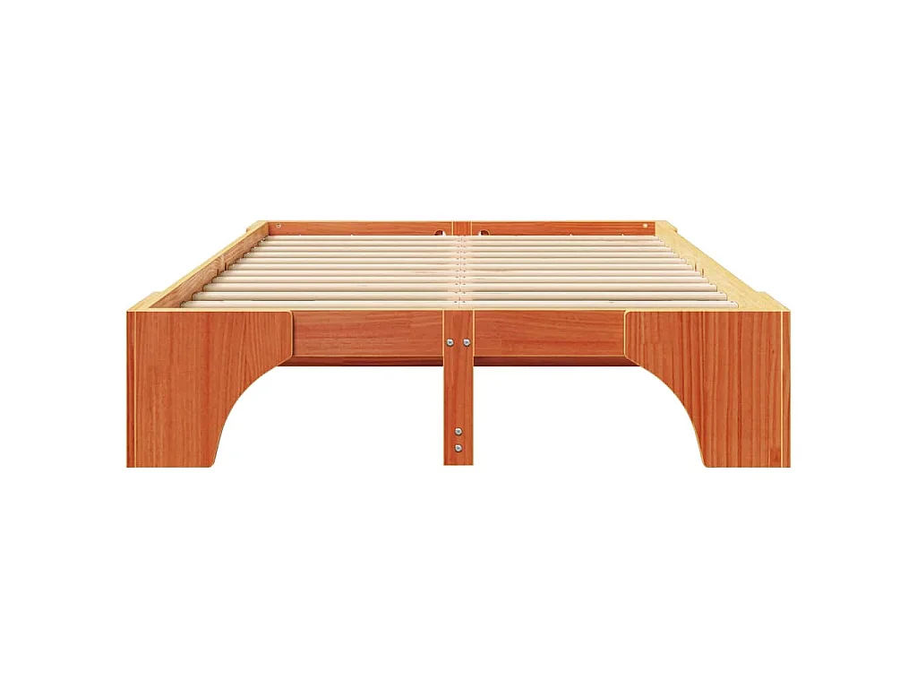 Cadre de lit Brun cire 135 x 190 cm Pin massif