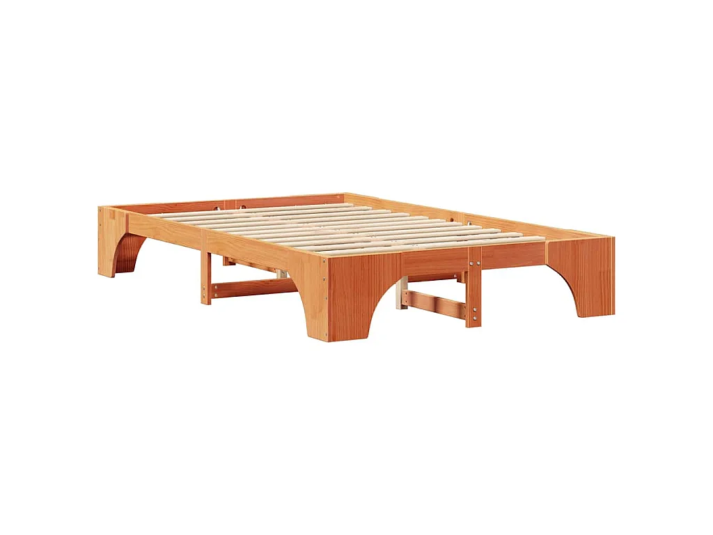 Cadre de lit Brun cire 135 x 190 cm Pin massif