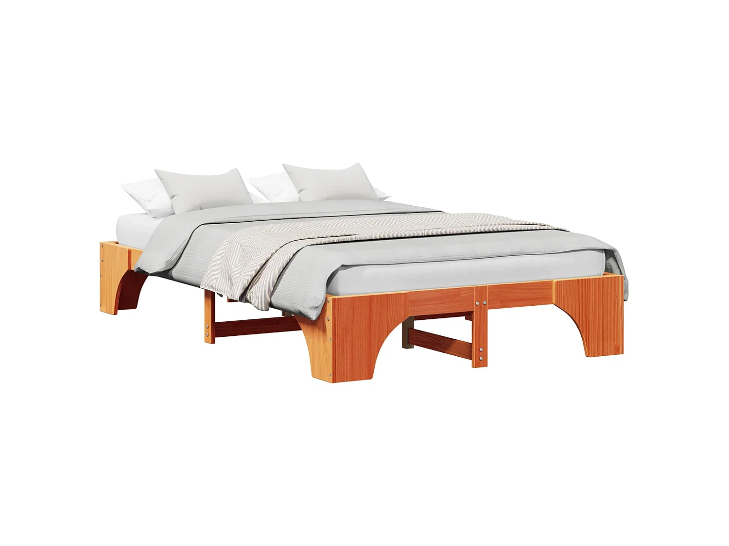 Cadre de lit Brun cire 135 x 190 cm Pin massif