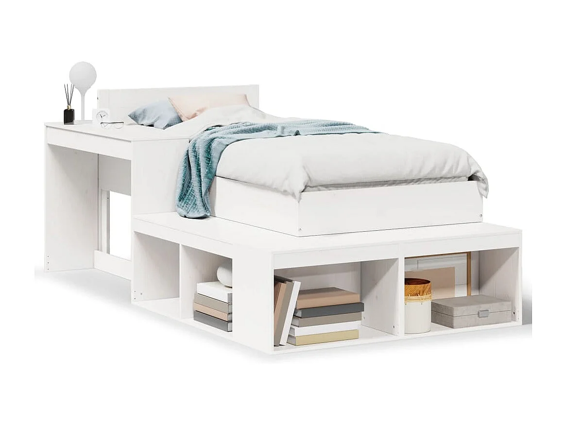 Cadre de lit sans matelas blanc 80x200 cm bois massif de pin