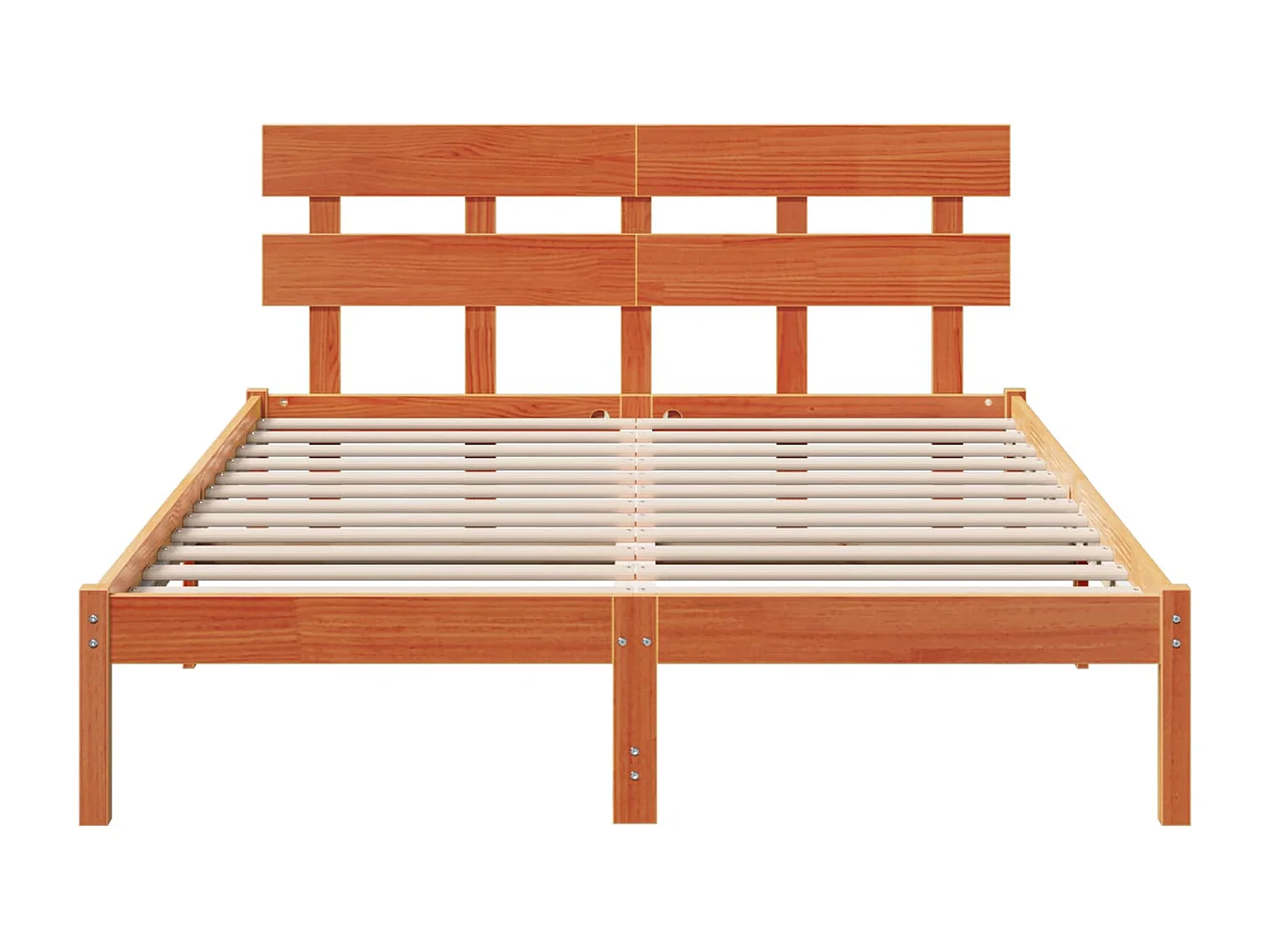 Bedframe met hoofdeinde Bruin 150 x 200 cm Massief grenenhout