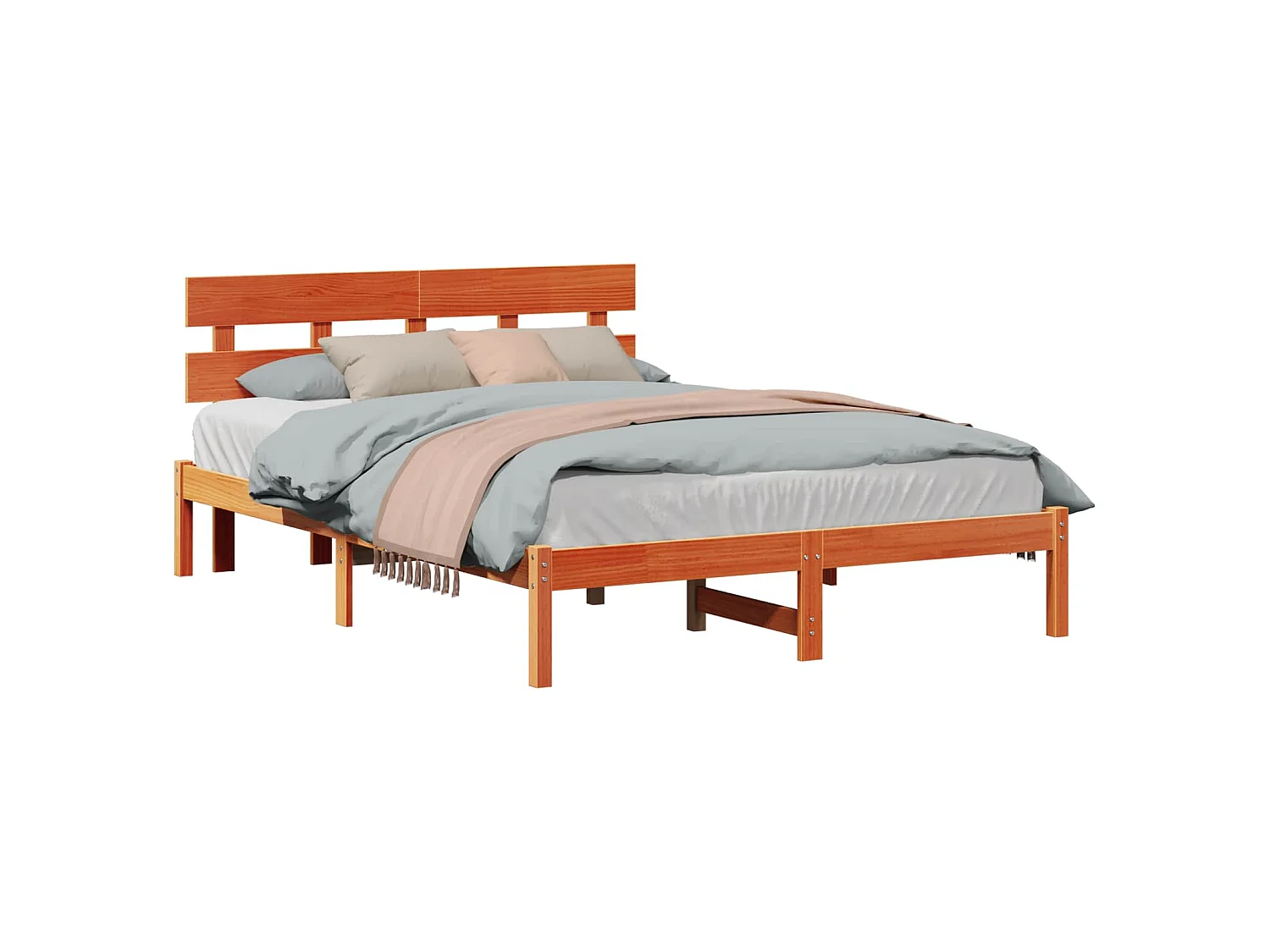 Estrutura da Cama Castanho 150 x 200 cm Madeira de pinho maciça