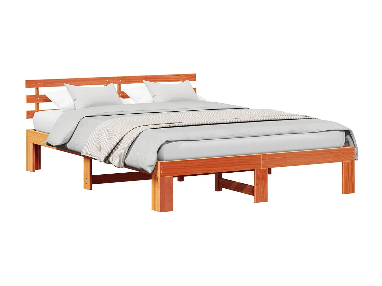 Estructura de cama con cabecera Marrón cera 150 x 200 cm