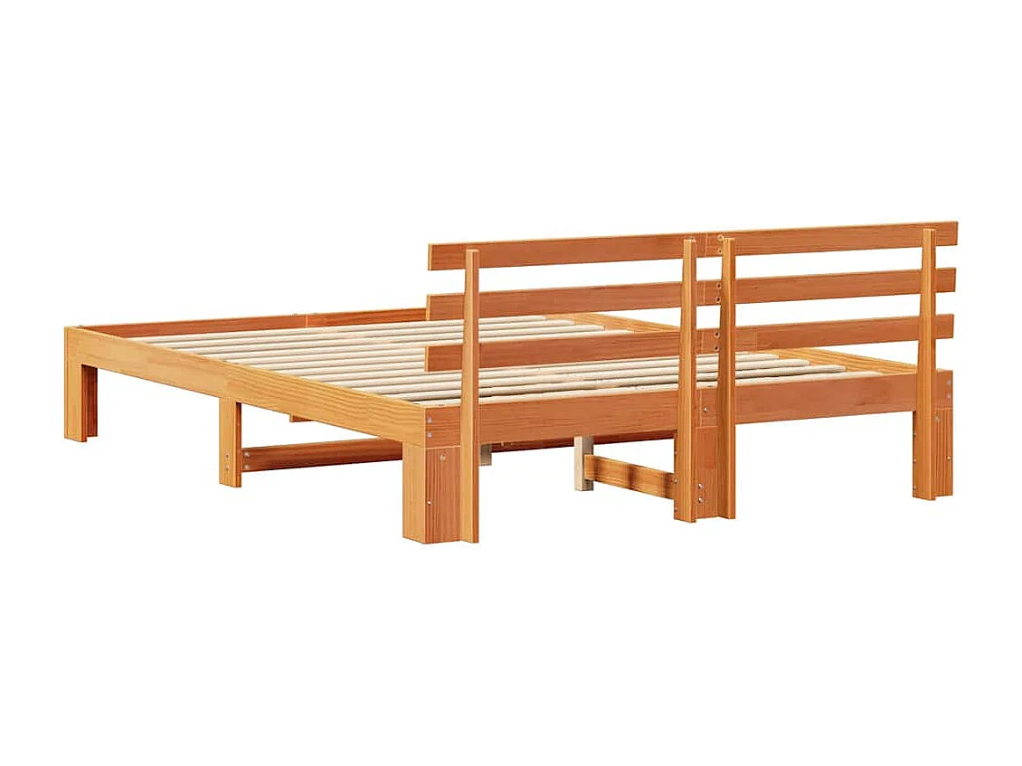 Estructura de cama con cabecera Marrón cera 150 x 200 cm