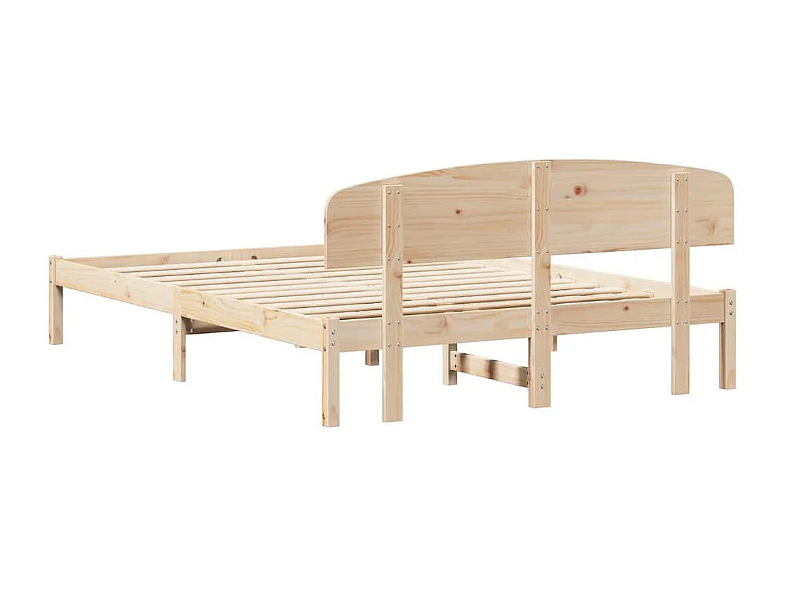 Cadre de lit avec tête de lit Naturel 150 x 200 cm Pin massif