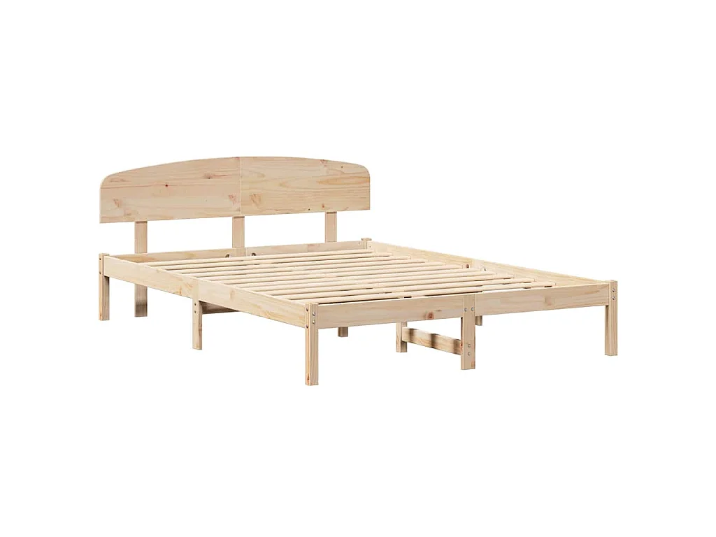 Cadre de lit avec tête de lit Naturel 150 x 200 cm Pin massif