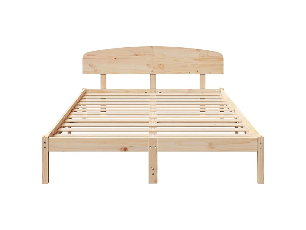 Cadre de lit avec tête de lit Naturel 150 x 200 cm Pin massif