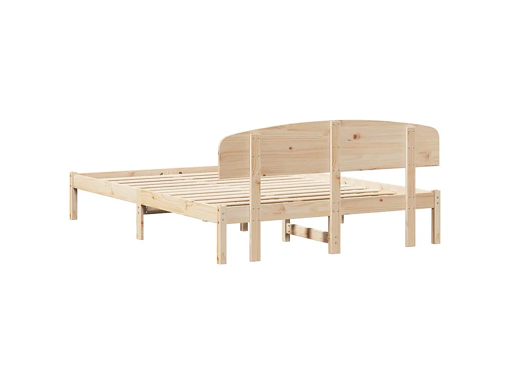 Cadre de lit avec tête de lit Naturel 150 x 200 cm Pin massif