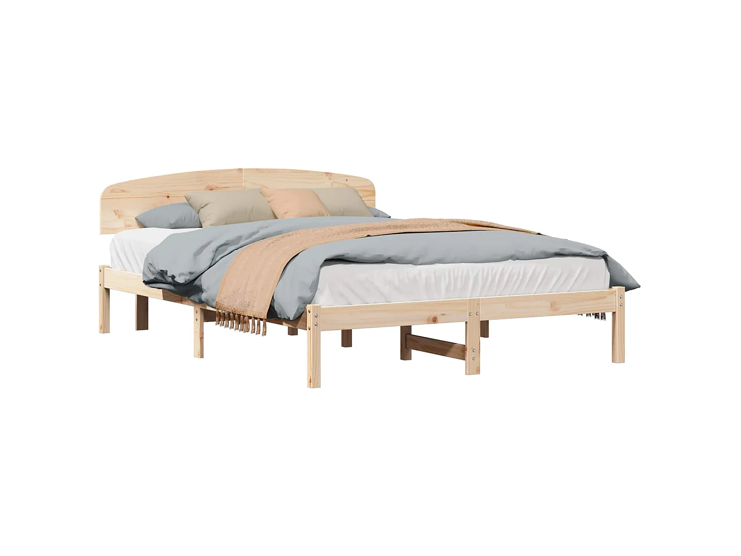 Cadre de lit avec tête de lit Naturel 150 x 200 cm Pin massif