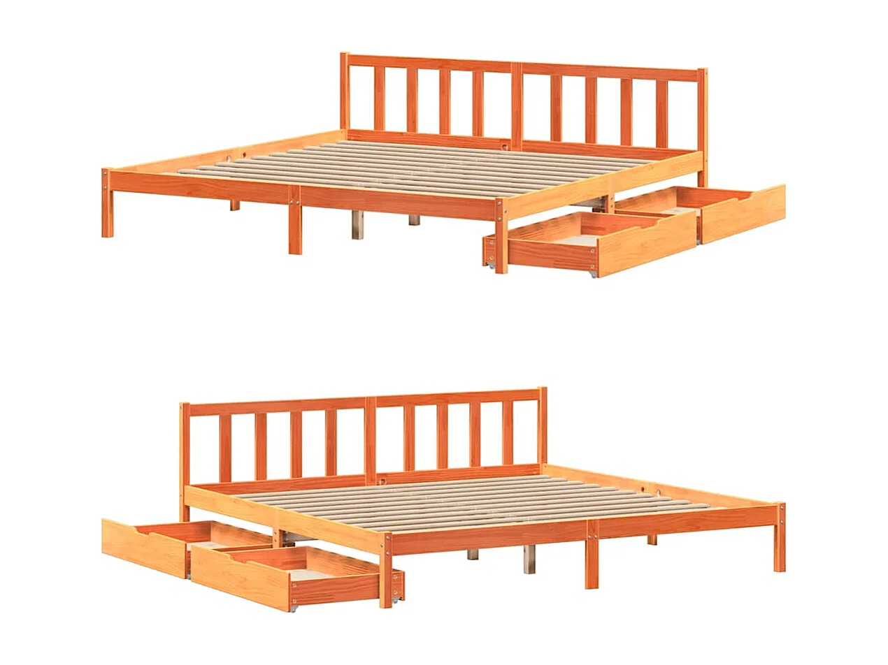 Letto senza Materasso Marrone Cera 200x200 cm in Legno di Pino